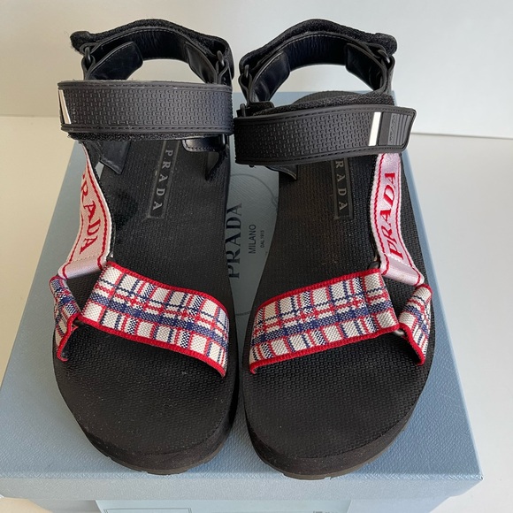 Authentic EUC Prada Velcro Sandals 38.5 8 8.5 - Picture 1 of 7